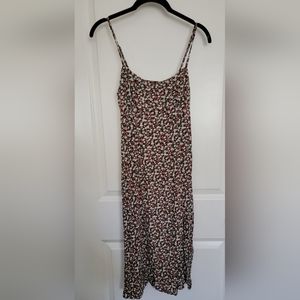 Volcom floral sundress, sz XS, beige, rust, green, black